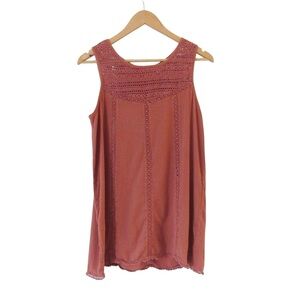 Garnet Hill Crochet Sleeveless Tank Top Tunic Size 10 Gauzy Cotton Beach Boho
